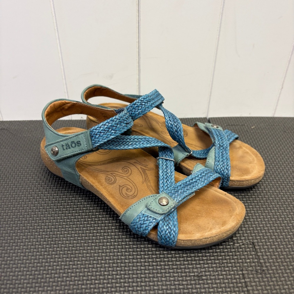 Taos Trulie Boho Woven Leather Strappy Sandal Women Size 7-7.5 Artsy Coastal